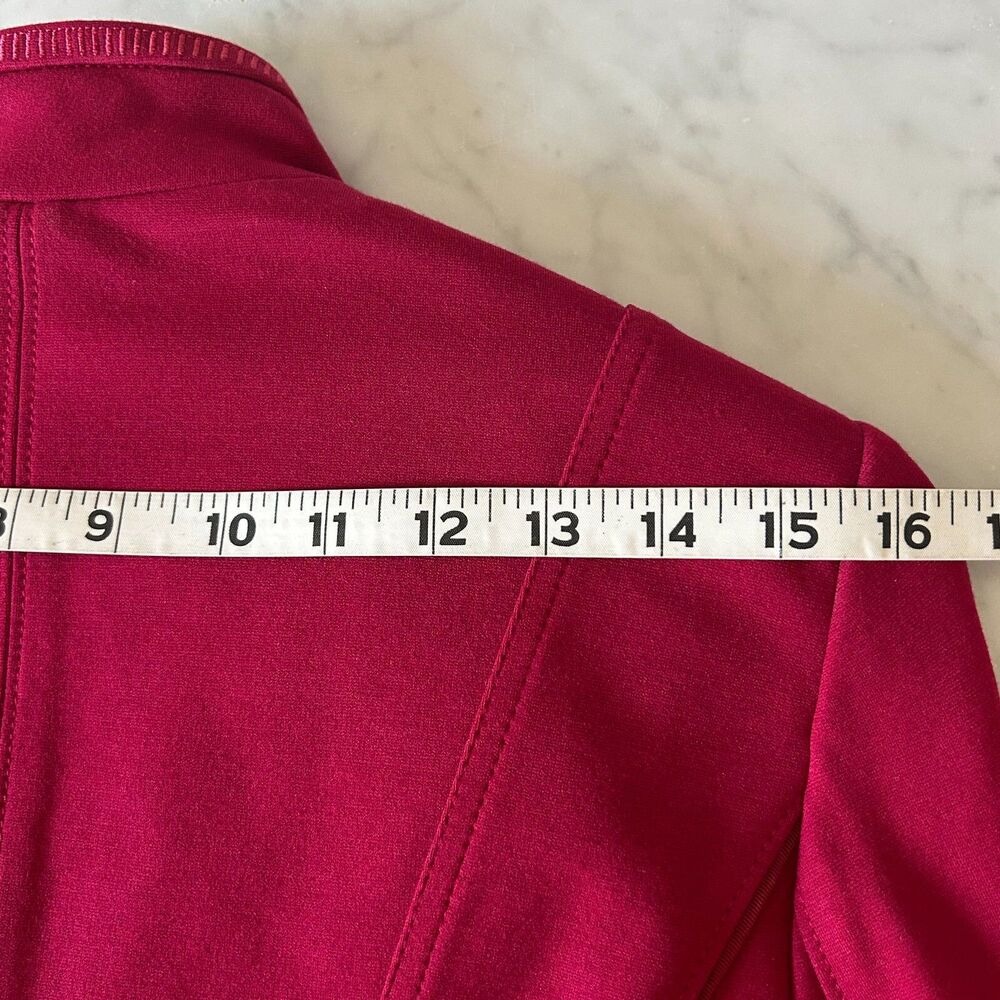 Red Military Jacket Womens 10 Structured Peplum Button White House Black Market - Picture 10 of 13